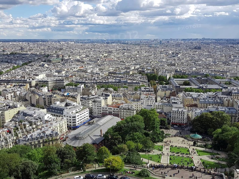 View of Paris from the plateau in front of the Sacre-Coeur Basilica