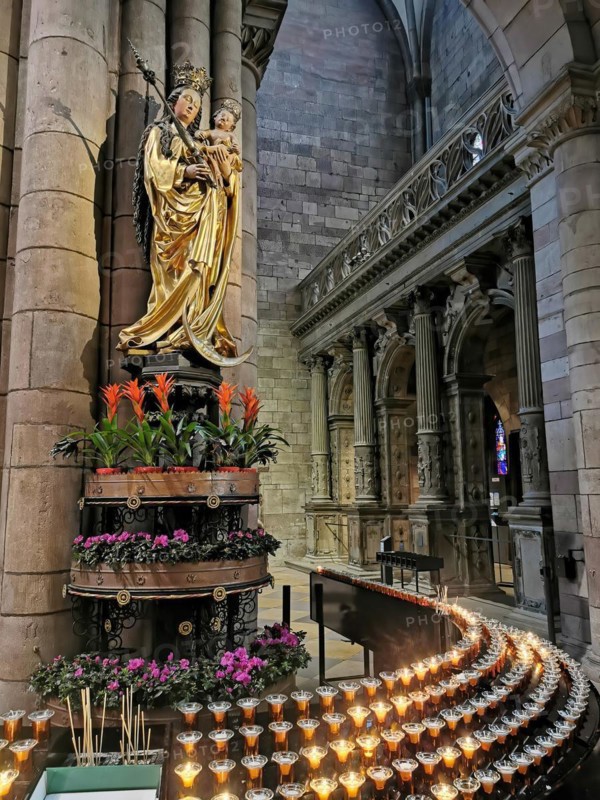 Madonna in church interior