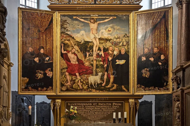 Interior view with altarpiece by Cranach
