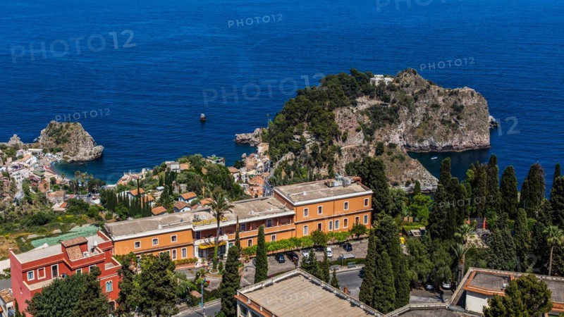 View of Mazzaro with Isola Bella