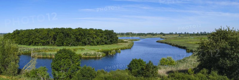 River landscape of the meandering Peene in the Peene valley near Randow