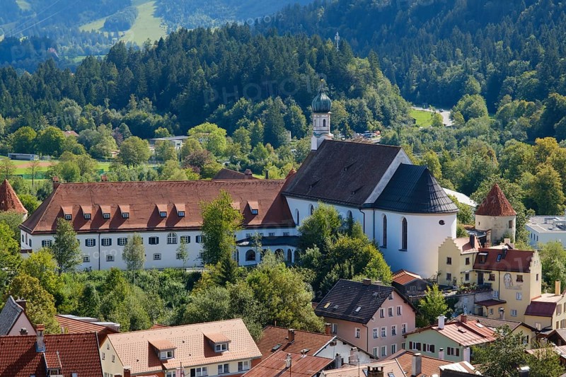 Town view from above with Franciscan monastery
