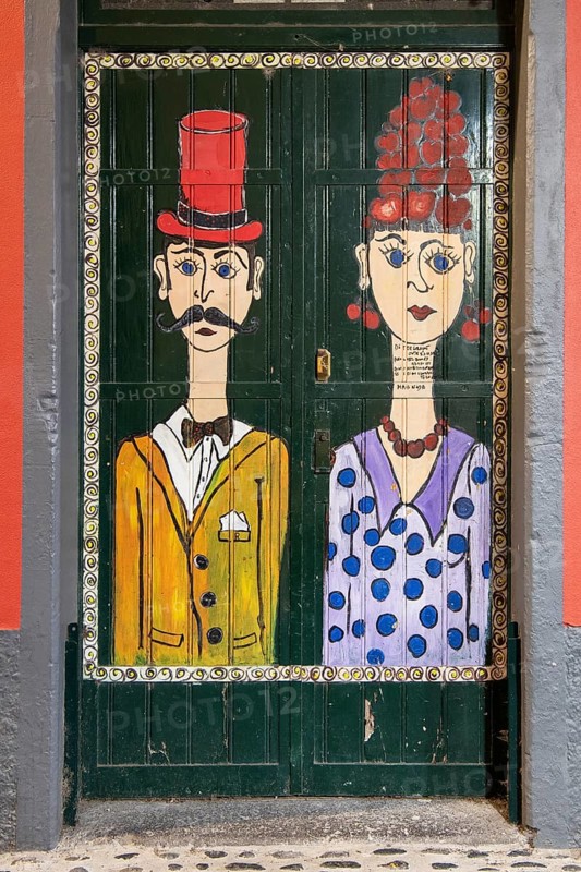 Colourfully painted door