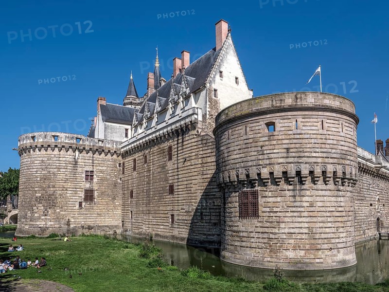 Historic Site Castle Walls and Museum Chateau des ducs de Bretagne with Blue Sky