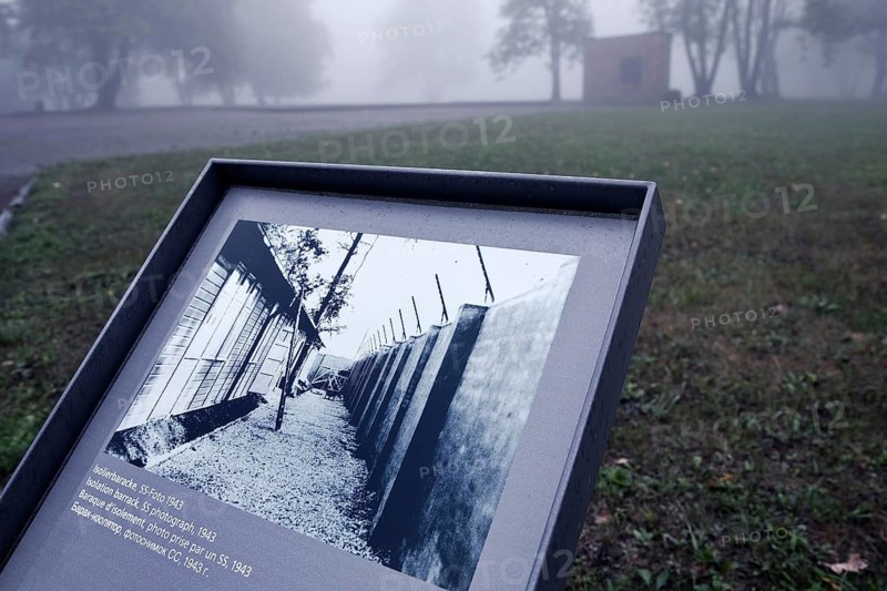 Photo as a memento at the site of the isolation hut in beech forest concentration camp