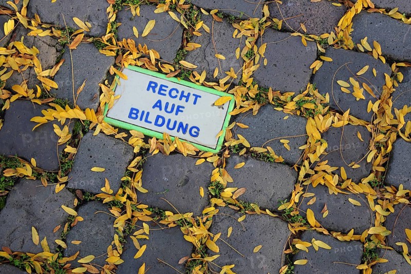 Paving stones with inscription Right to education