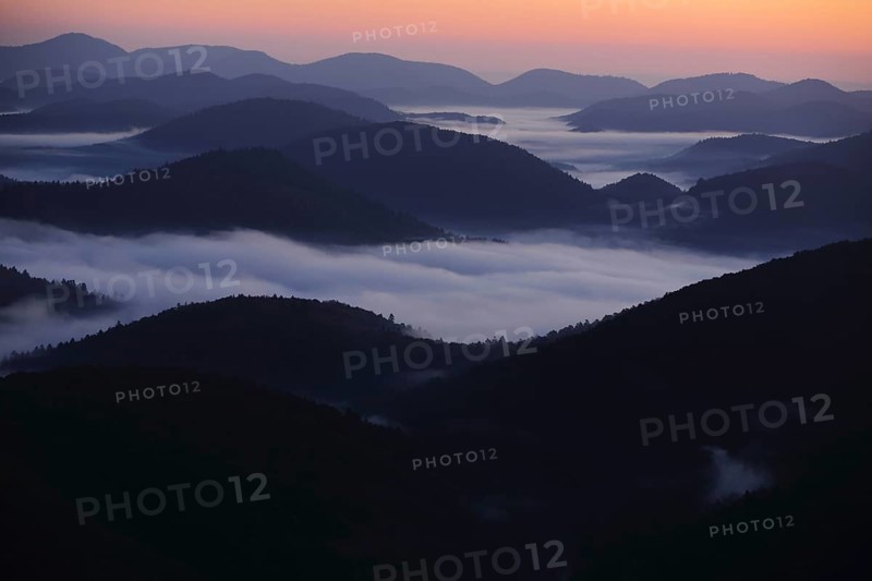View from Wegelnburg in front of sunrise