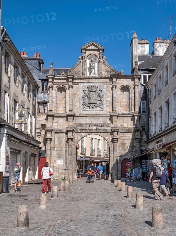 Historical site City gate Porte Saint Vincent at the entrance to the old town