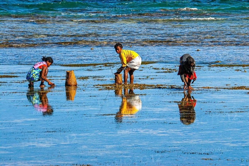 Locals fishing in the waters of the Island Ile Sainte Marie