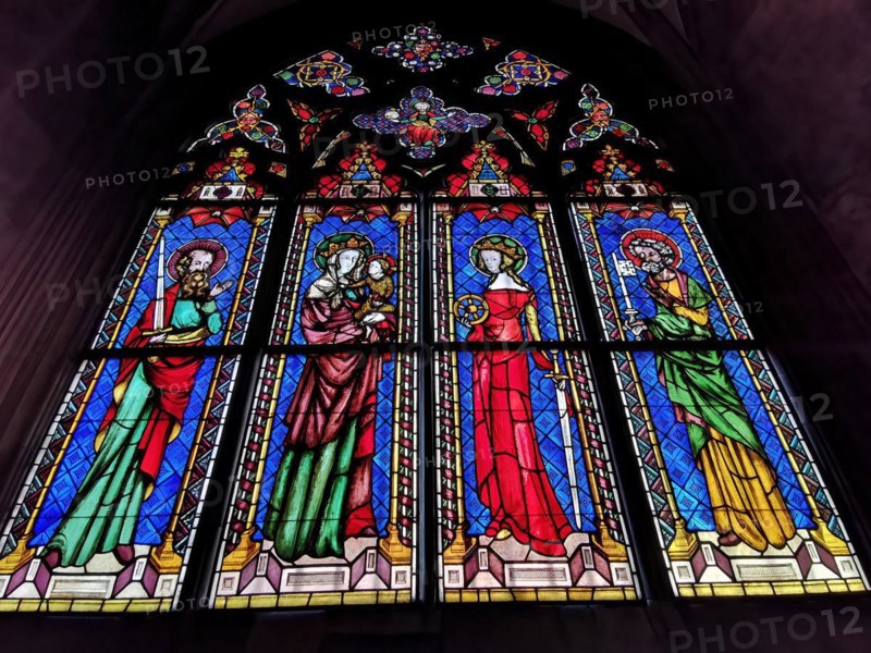 Stained glass window in nave