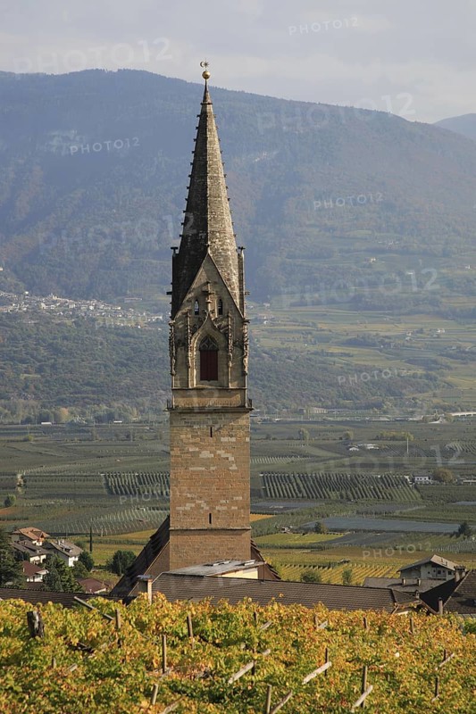 Parish Church of St. Quirikus and Julitta in Tramin with the highest brick church tower in Tyrol