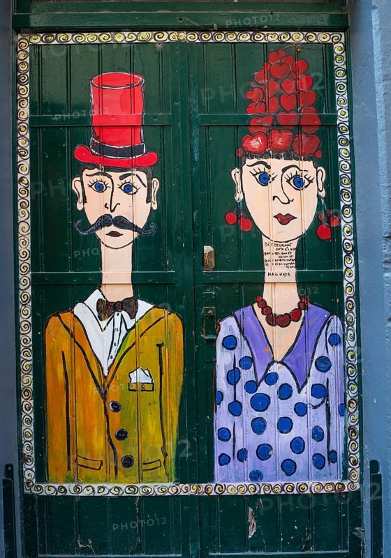 Colourfully painted door