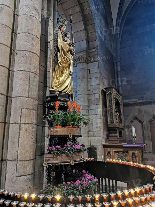 Madonna in church interior