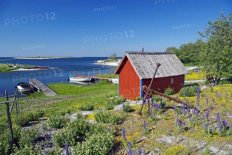 Small idyllic harbour with islands