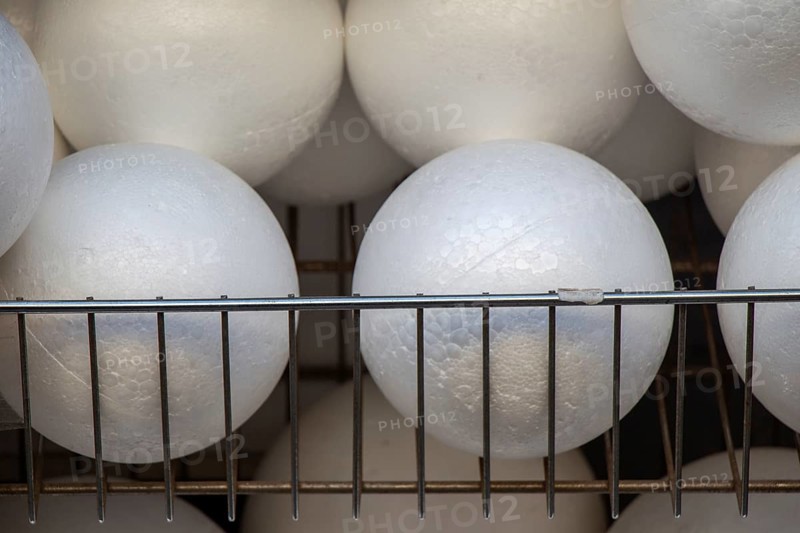 Dozens of styrofoam balls in the view
