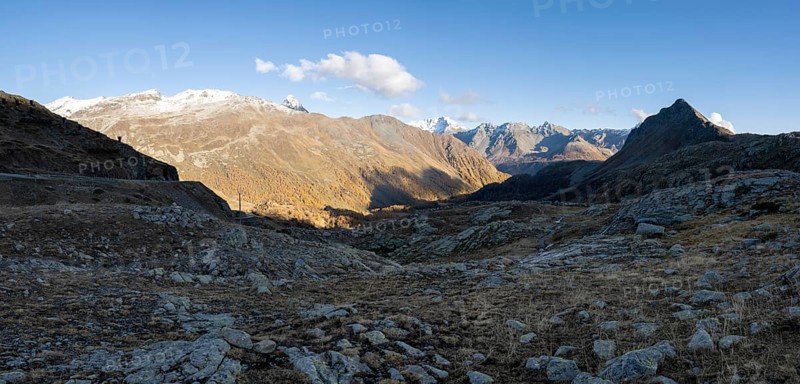 View of the mountains at the Bernina Pass
