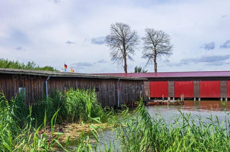 Boat shed in the boat harbour at Zierker See in Neustrelitz