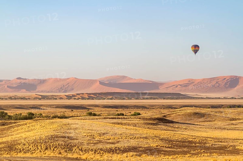 Hot air balloon over dune landscape of Sossusvlei
