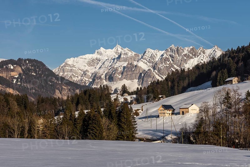 View of the Alpstein and the peak of the Saentis