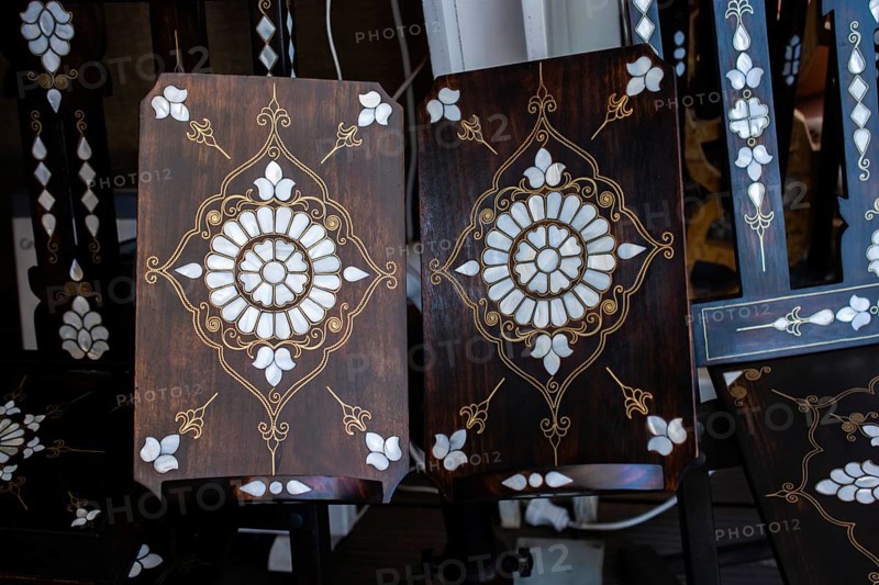 Ottoman art example of Mother of Pearl inlays on wooden trays