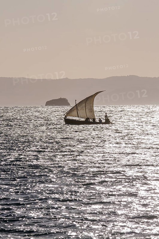 Backlight of a sailing boat in the bay of Diego Suarez