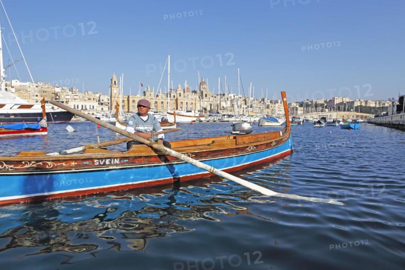 Traditional boat or dghajsa in Grand Harbour