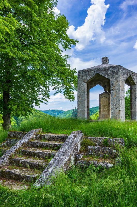 Memorial for the fallen and missing of both World Wars in Seeburg on the Swabian Alb between Bad Urach and Muensingen