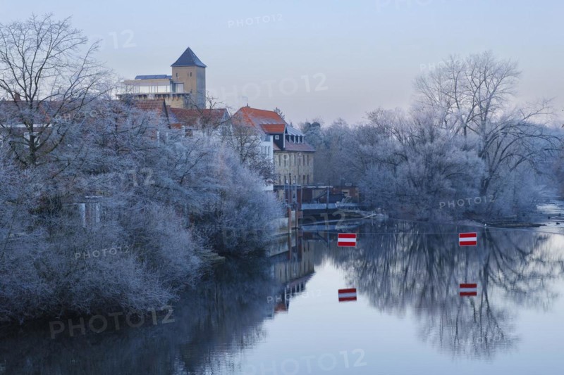 Landscape on the Ems with hoarfrost