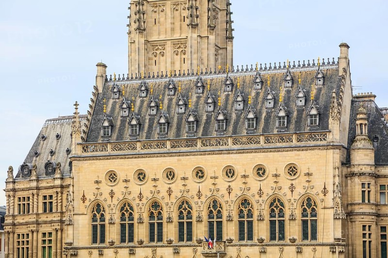Gothic Town Hall with Belfry at the Place des Heros