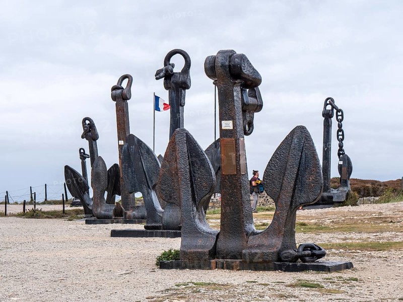 Exposed black historic anchors in old fortification