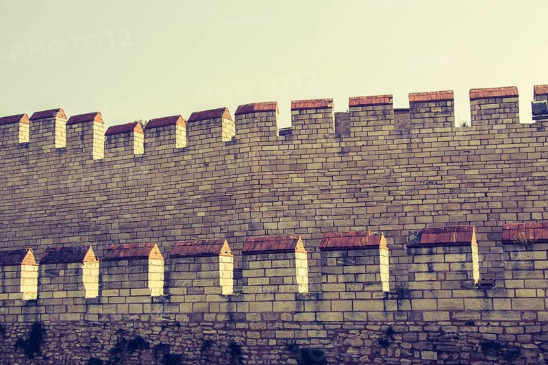 The ancient city walls of Constantinople in Istanbul