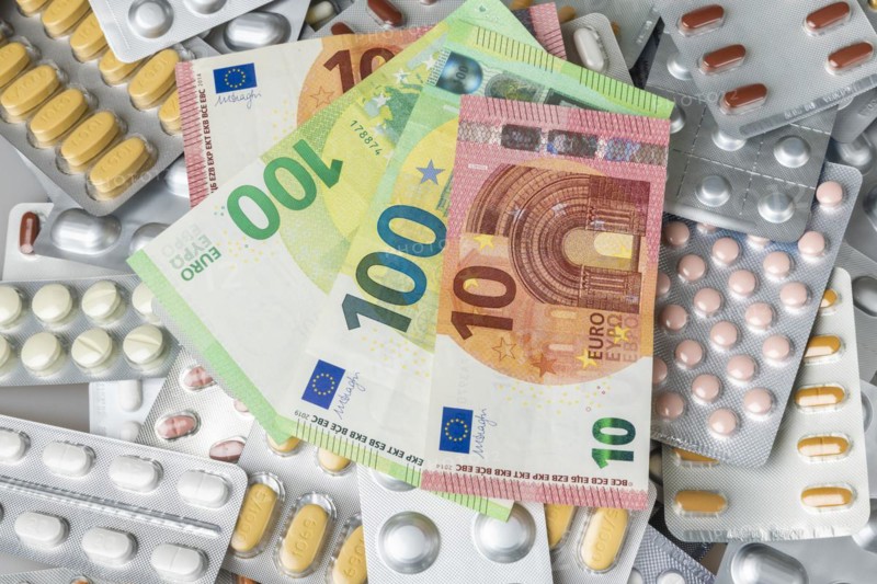 Colourful pills and capsules in blister packs