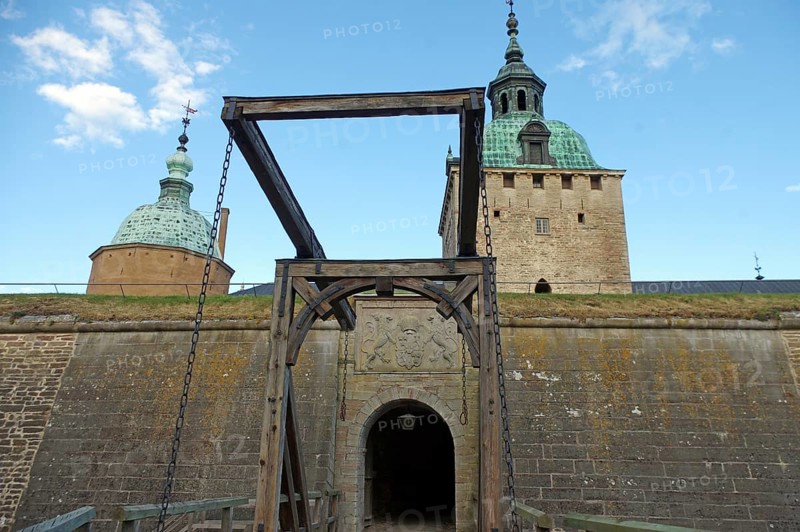 Castle with wall and drawbridge