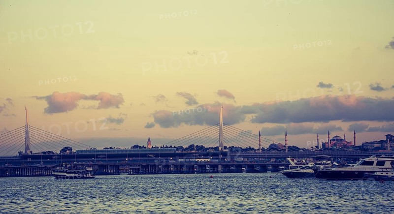 Golden Horn metro bridge and Ataturk bridge in the view