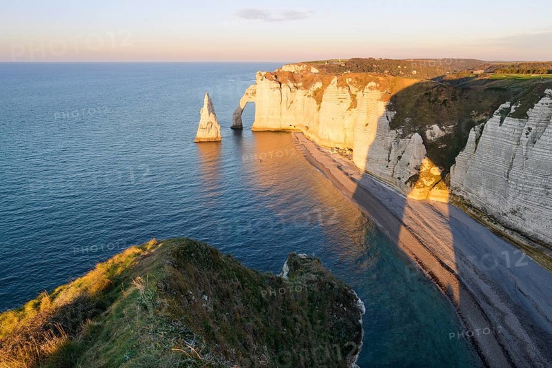 View of the Aiguille and Porte d'Aval at the Falaise d'Aval