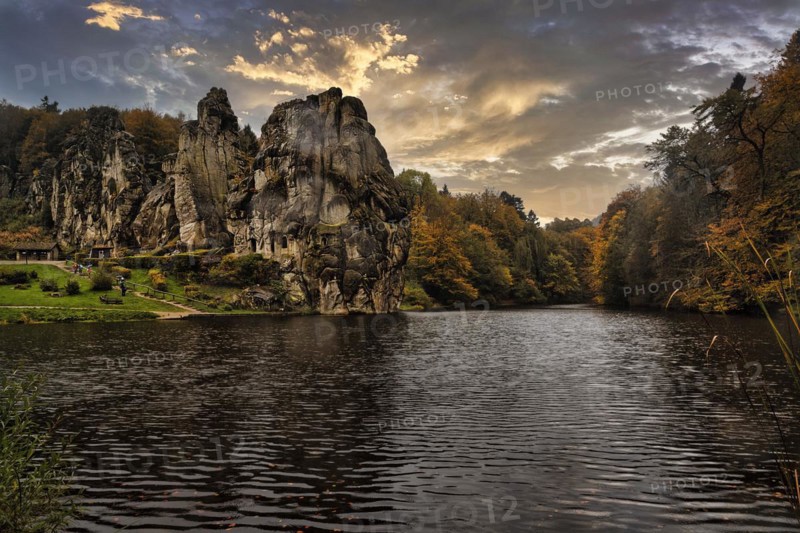 Cultural Monument Externsteine Nature Reserve at Wiembecke Pond