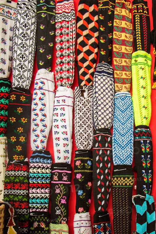 Turkish style traditional hand knitten socks in the view