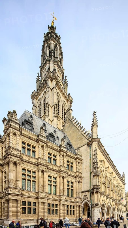 Gothic Town Hall with Belfry at the Place des Heros