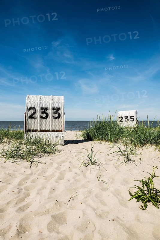 Beach chairs on the sandy beach