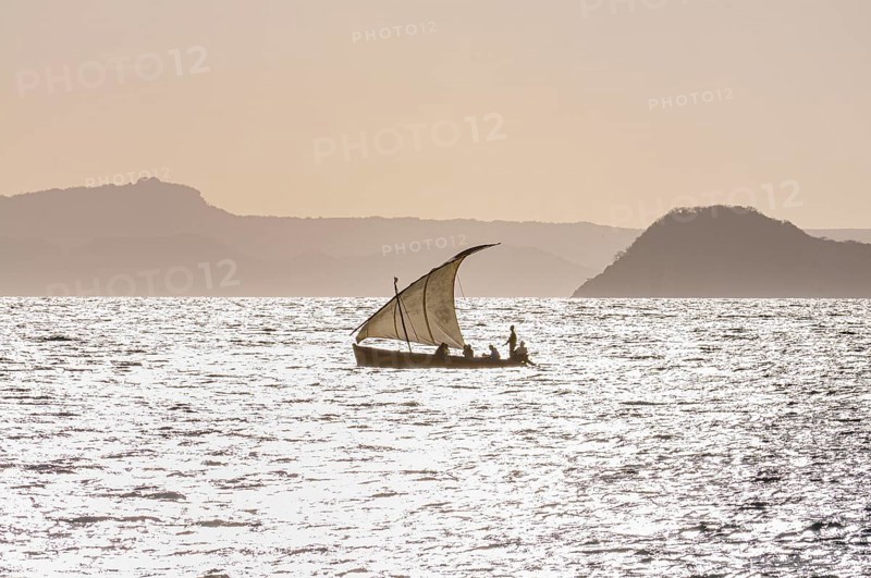 Backlight of a sailing boat in the bay of Diego Suarez