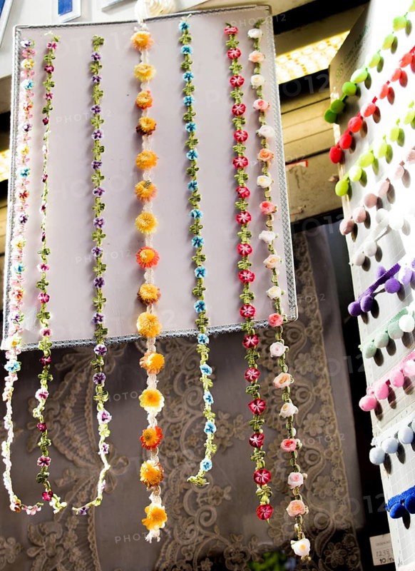 Turkish colorful needle work embroidery flowers as background