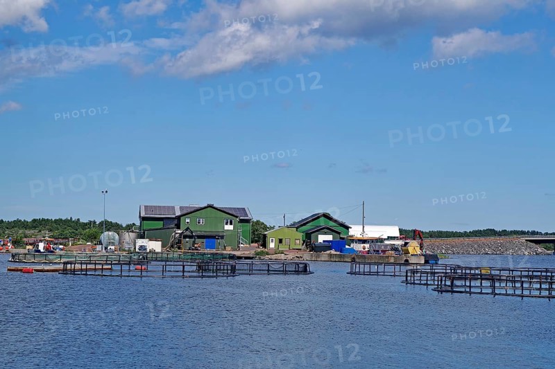 Commercial fish farms in the waters of the Baltic Sea