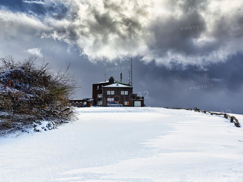 Mountain peak in the snow