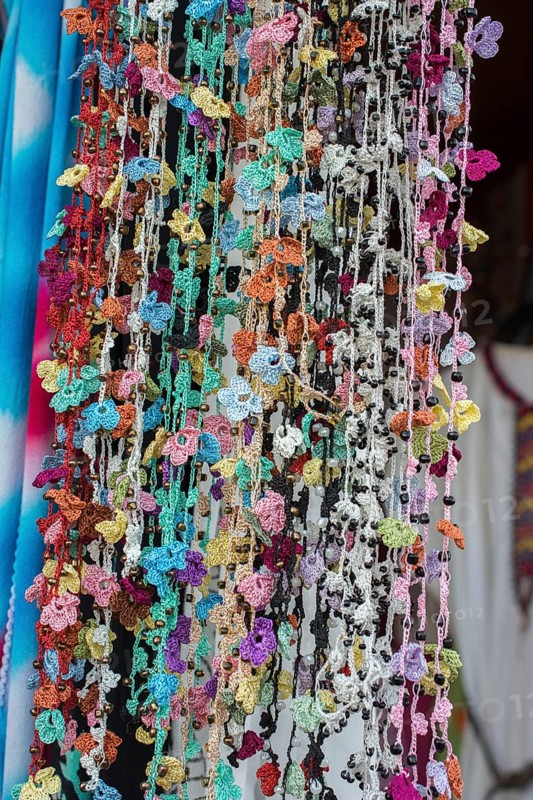 Turkish colorful needle work embroidery flowers as background