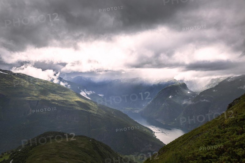 View from the mountain over the Aurlandsfjord in Norway