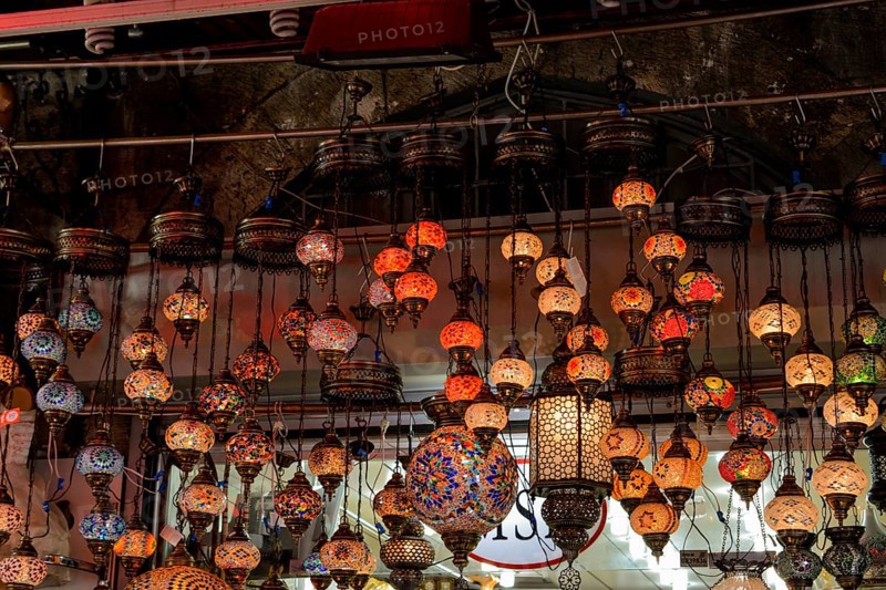 Mosaic Ottoman lamps from Grand Bazaar in Istanbul