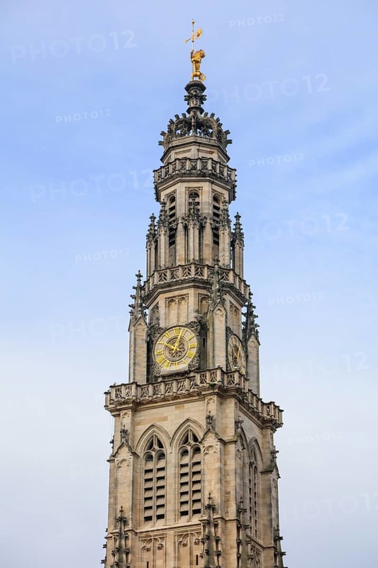 Belfry of the Gothic Town Hall on the Place des Heros