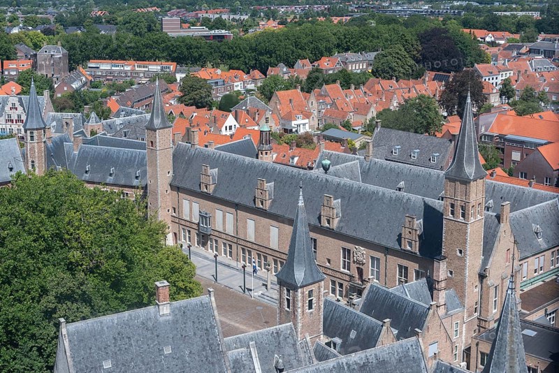 View of the ensemble of the historic abbey from the Lange Jan church tower
