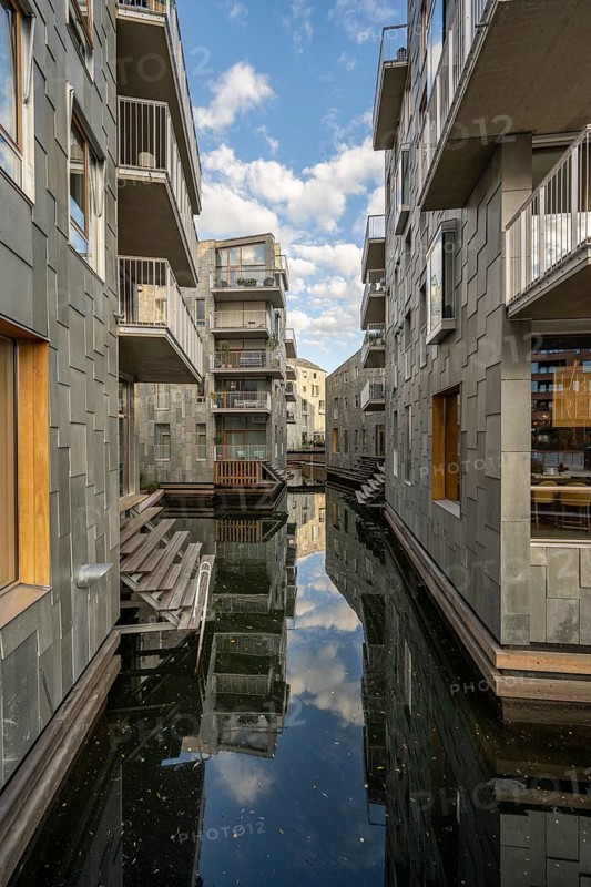 View between residential buildings in Bjorvika district
