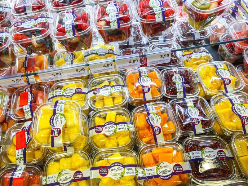 Fruit packed in plastic